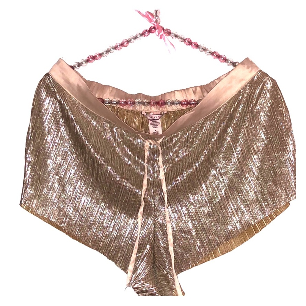 Victoria’s Secret gold foil pajama shorts M